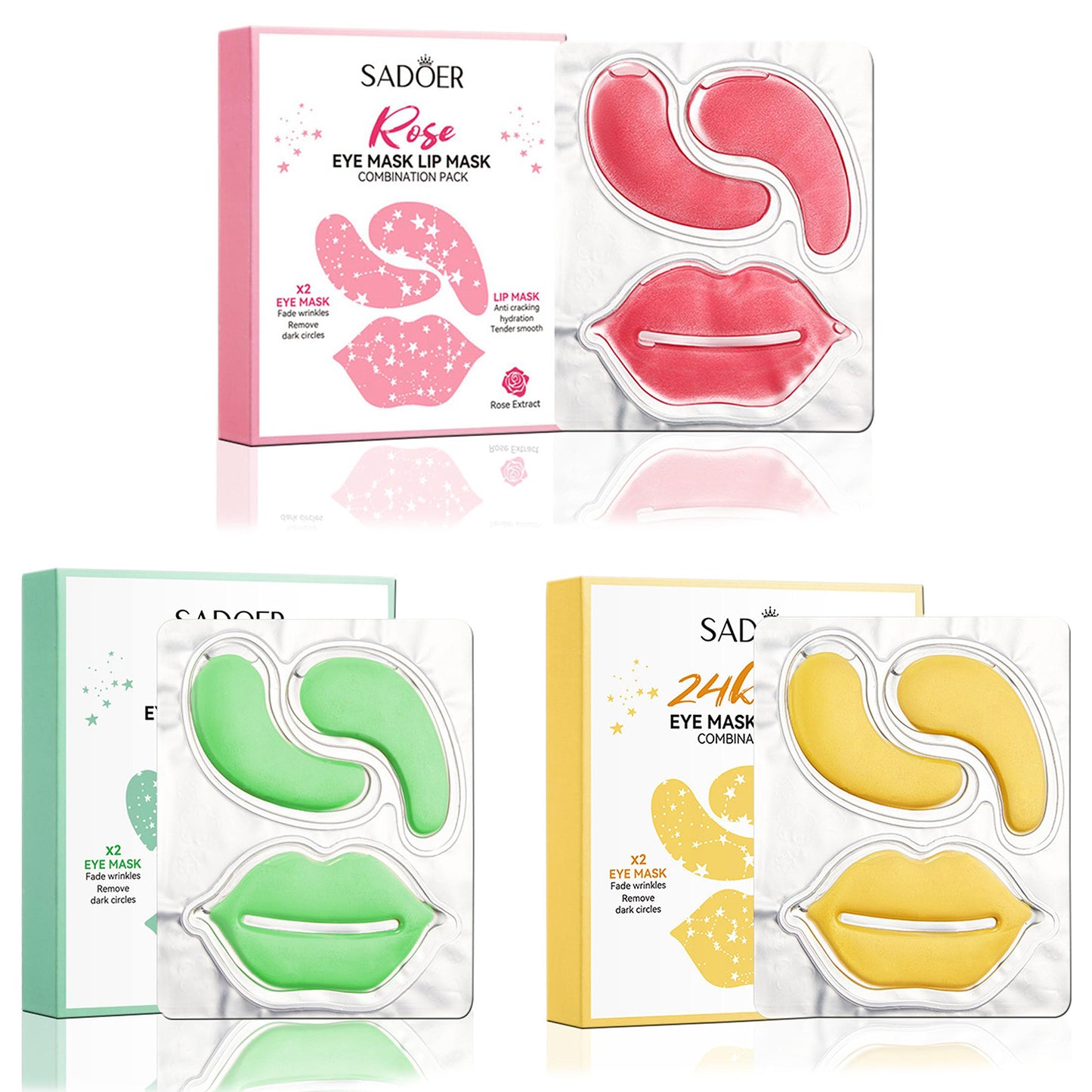Lip Masks & Under Eye Patches, Moisturizing Lip and Eye Mask, 10 PCS