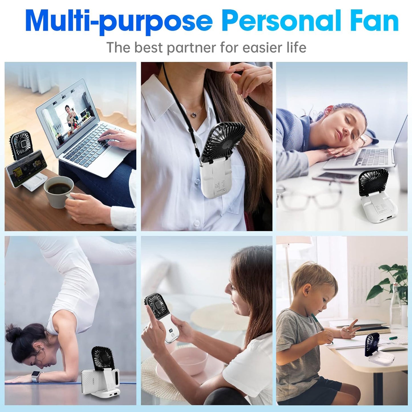 5 In 1 Multi-purpose  Foldable Handheld Fan