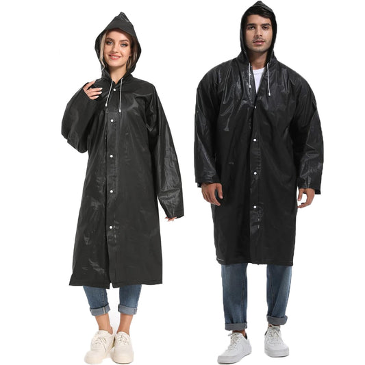 EVA Portable Unisex Reusable Rain Coats 2 Pack