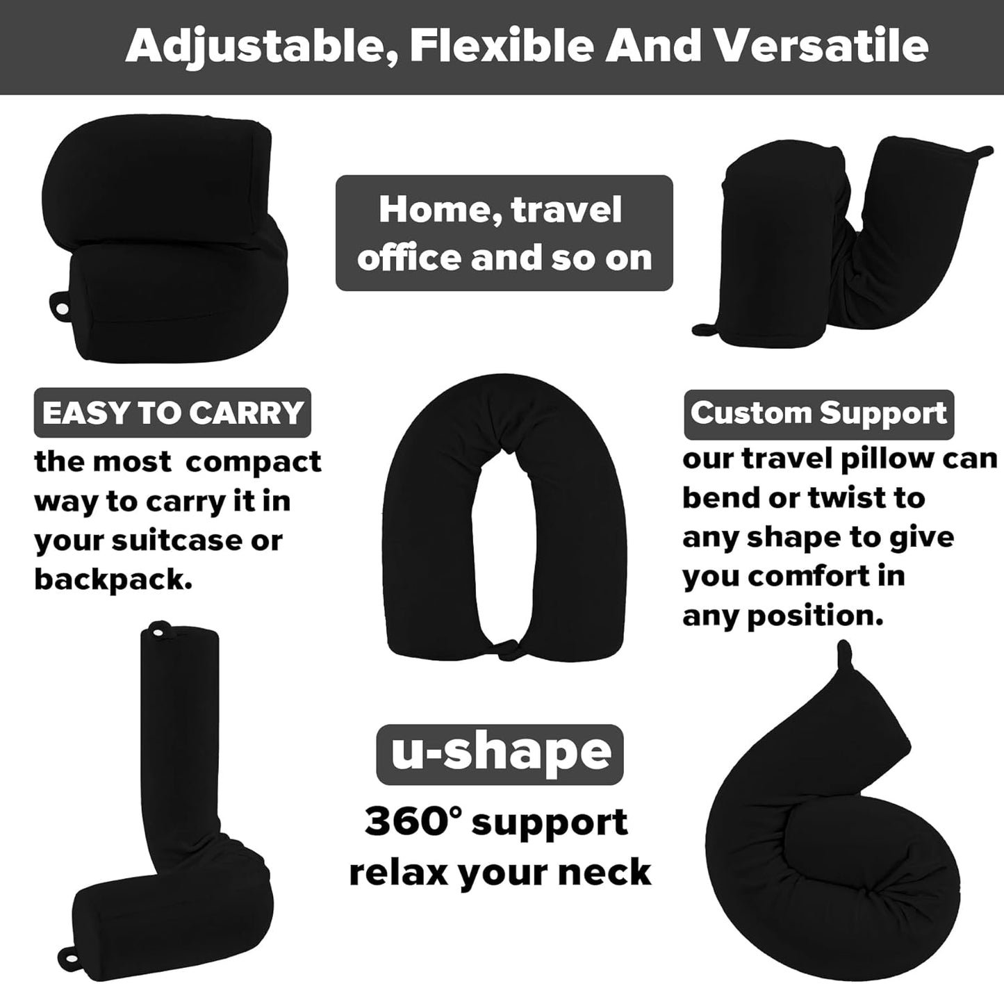 Multipurpose Free-Form Twist Memory Foam Travel Pillow