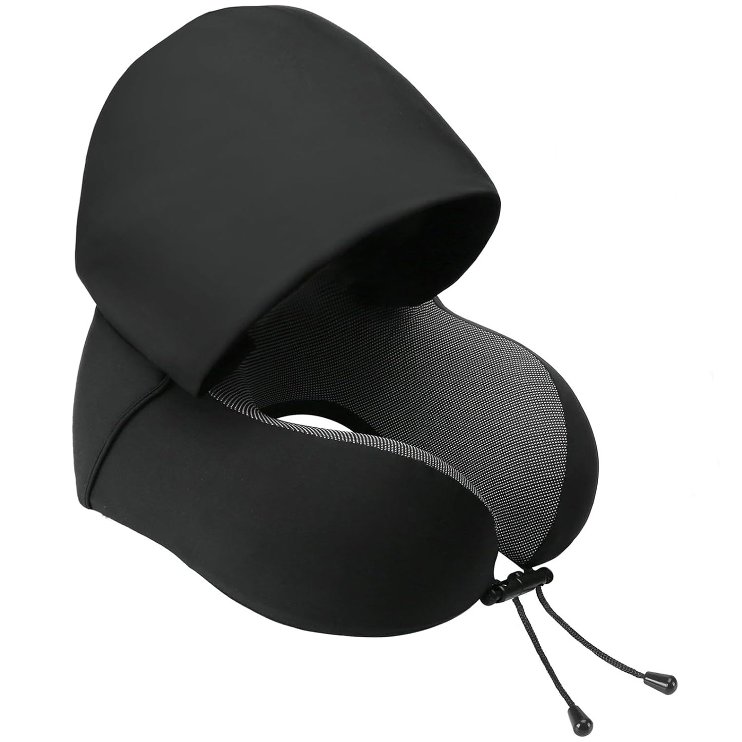 Portable Memory Foam Travel Pillow with Hood, Dark Flights Sleeping