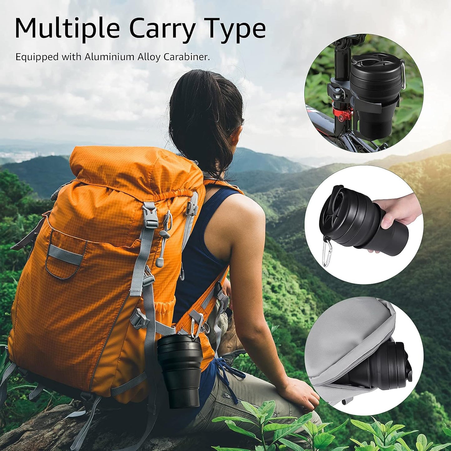 Portable Leakproof Folding Silicone Cup with Lids