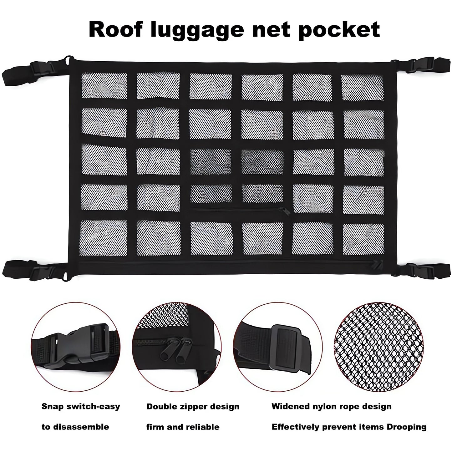 Double-Layer Adjustable  Mesh Car Roof Organizer