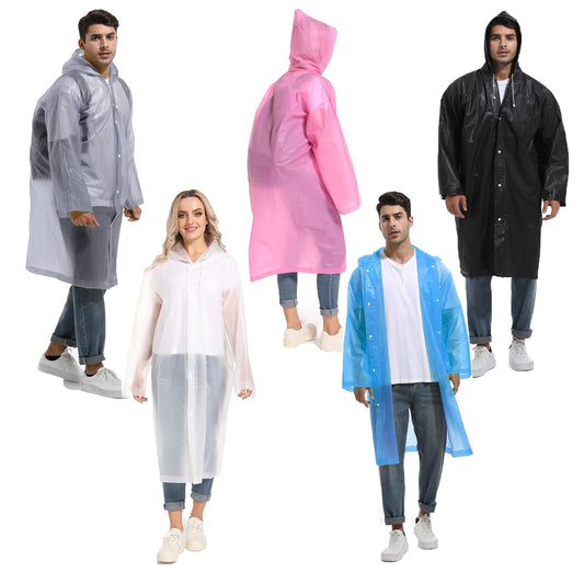 EVA Portable Unisex Reusable Rain Coats 2 Pack