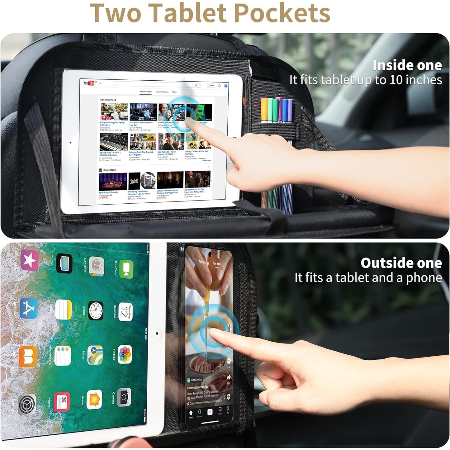 Foldable Car Backseat Organizer with Tray