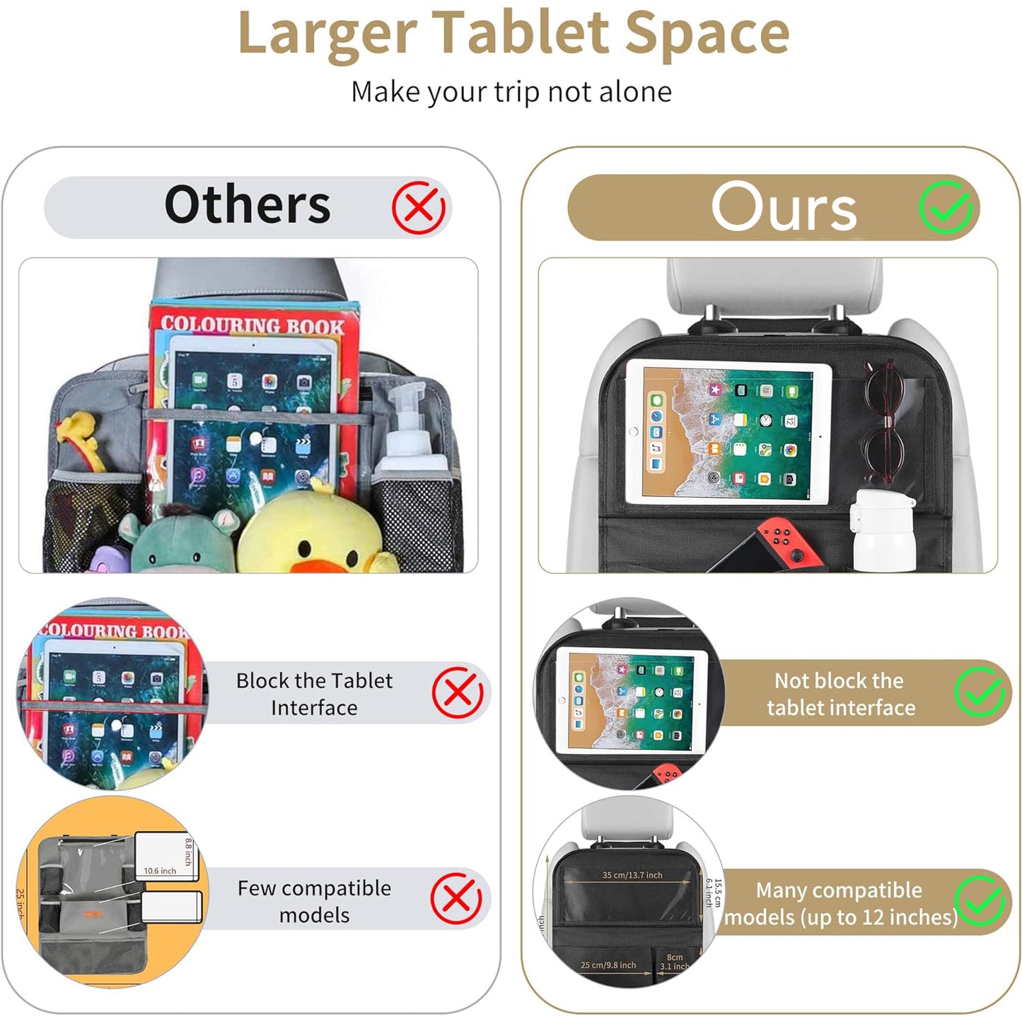 Foldable Car Backseat Organizer with Tray