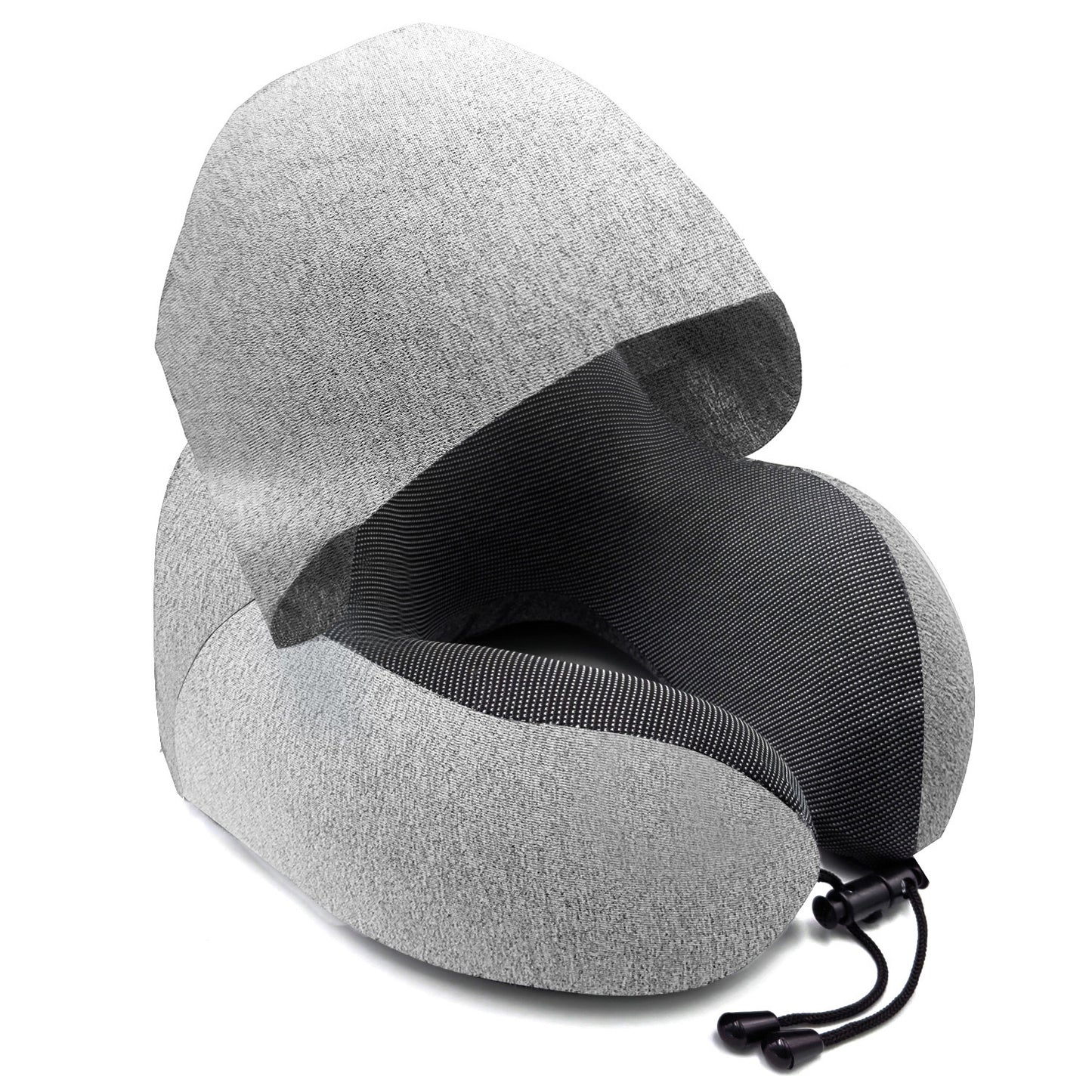 Portable Memory Foam Travel Pillow with Hood, Dark Flights Sleeping