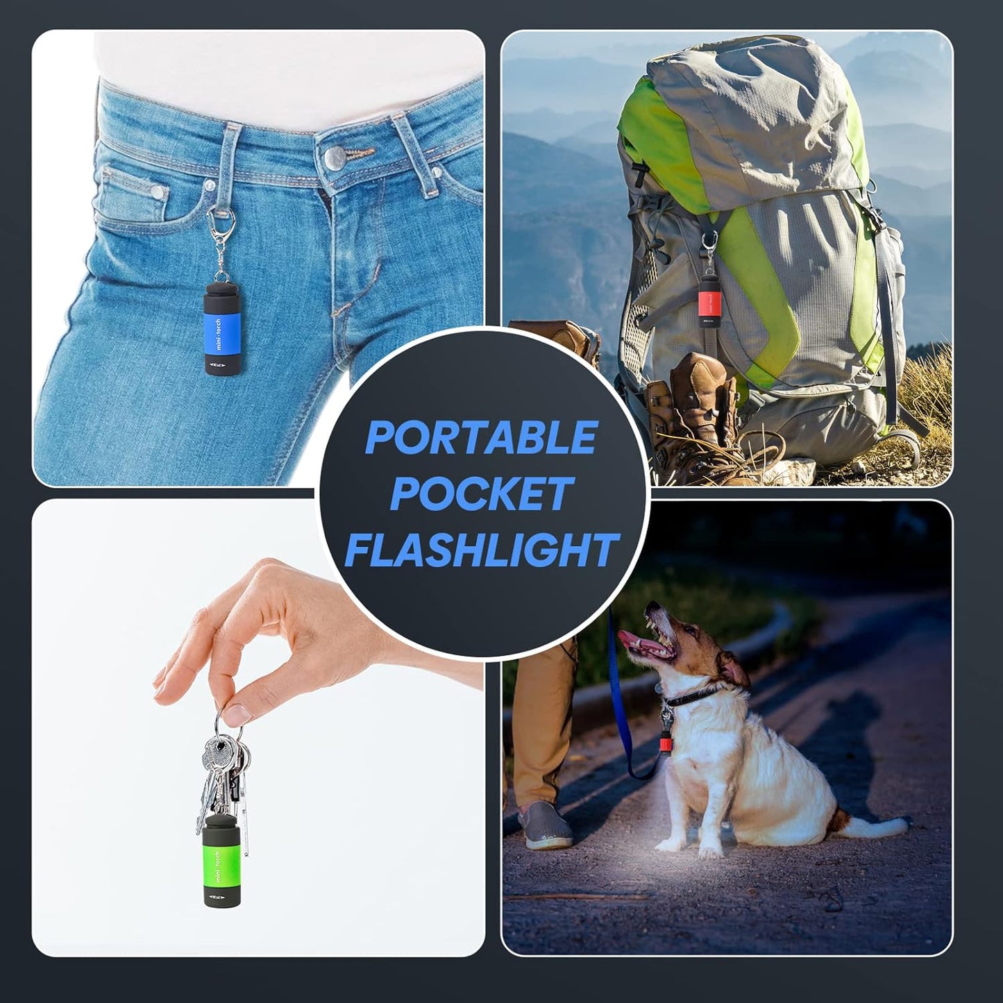 Mini Rechargeable Keychain Travel Flashlight, 3 Pack