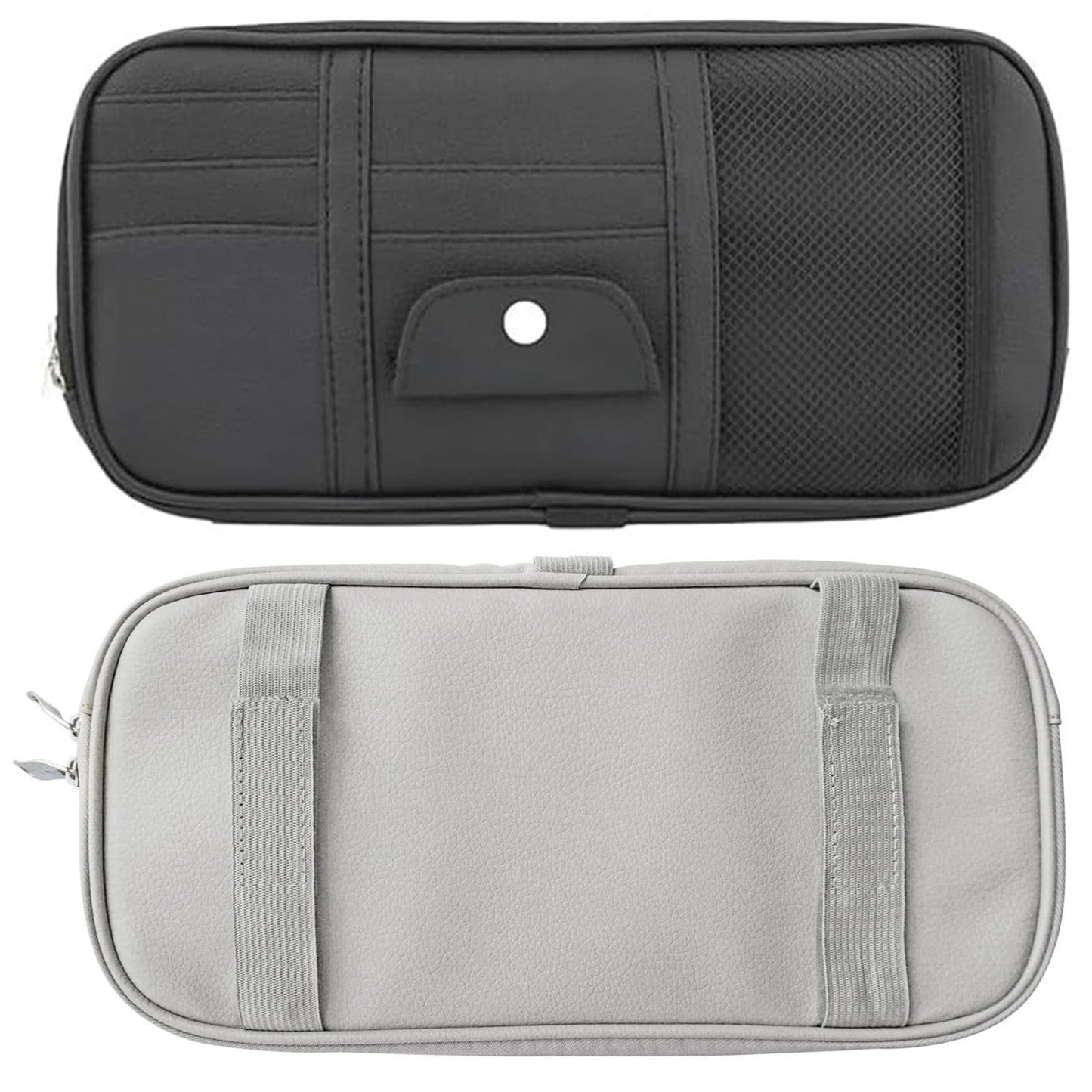 Multi-Pocket Car Sun Visor Organizer with Double Zippers