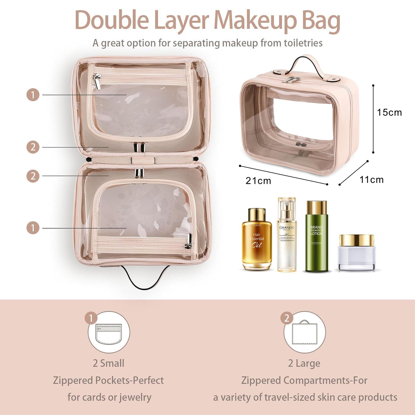 Multi-pockets Clear Travel Bag for Toiletries