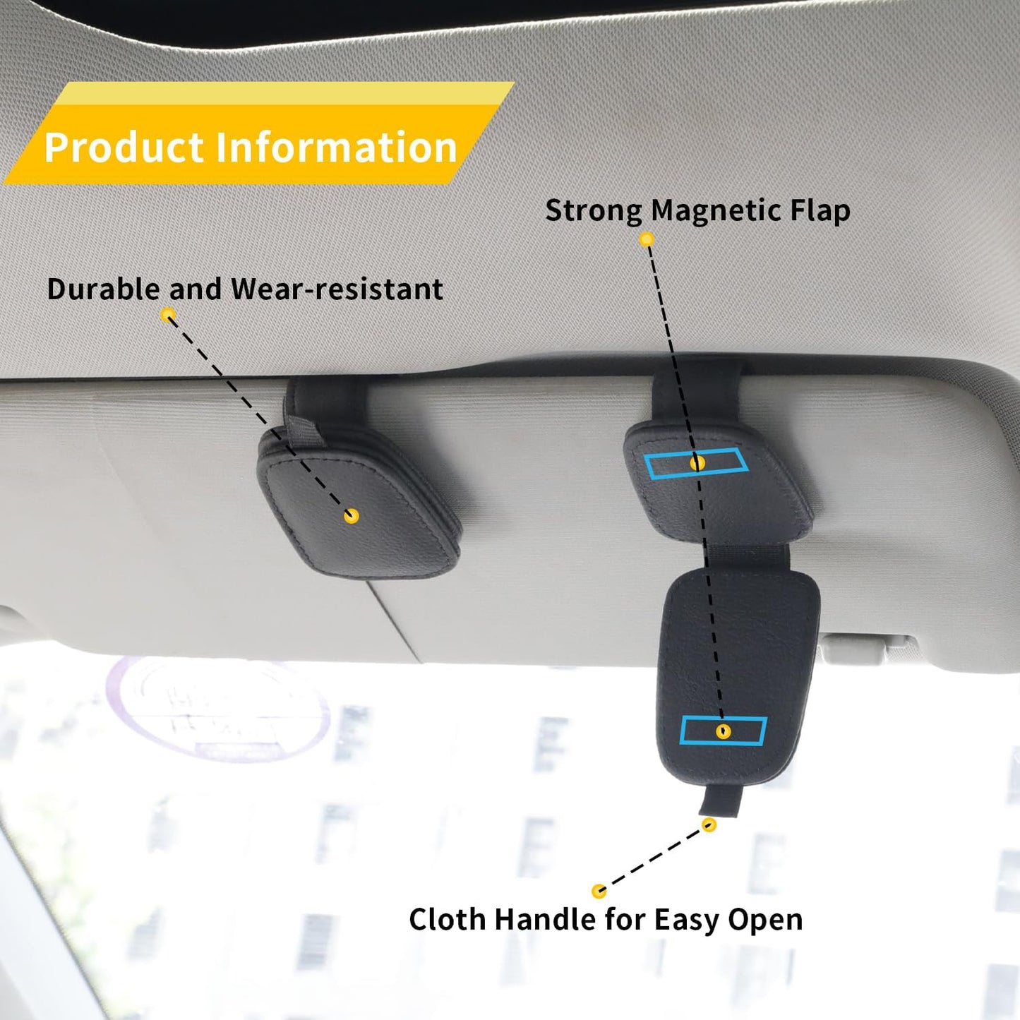 Multifunction Magnetic Leather Sunglasses Holders for Car Visor