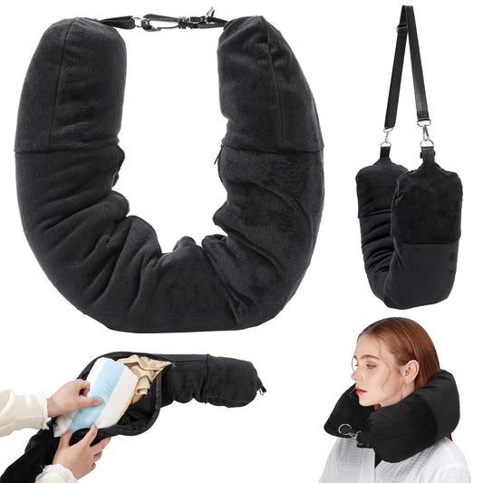 Multifunctional Soft Transformable Stuffable U-shaped Neck Pillow