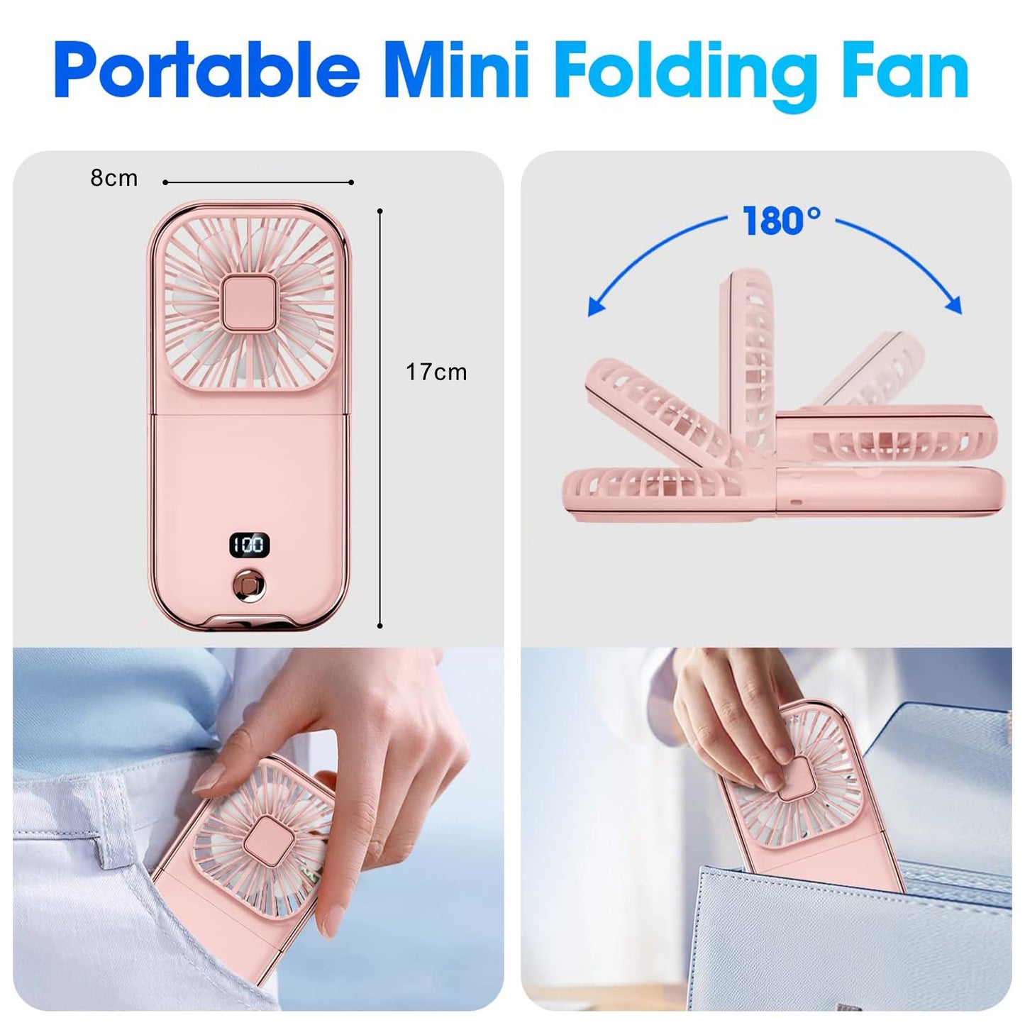5 In 1 Multi-purpose  Foldable Handheld Fan