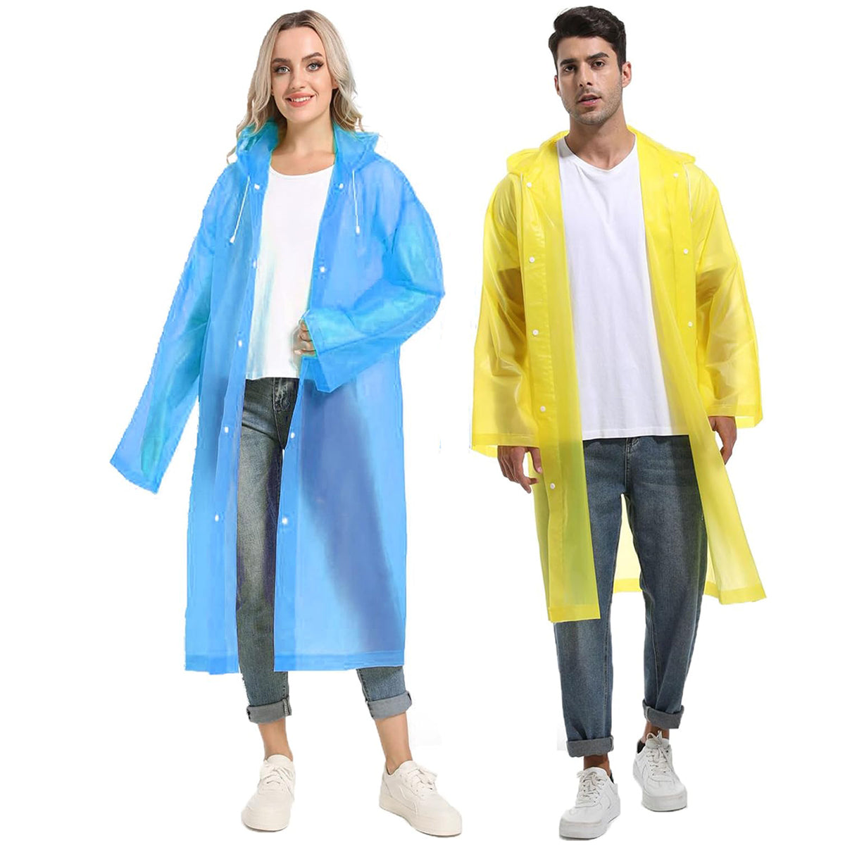 EVA Portable Unisex Reusable Rain Coats 2 Pack