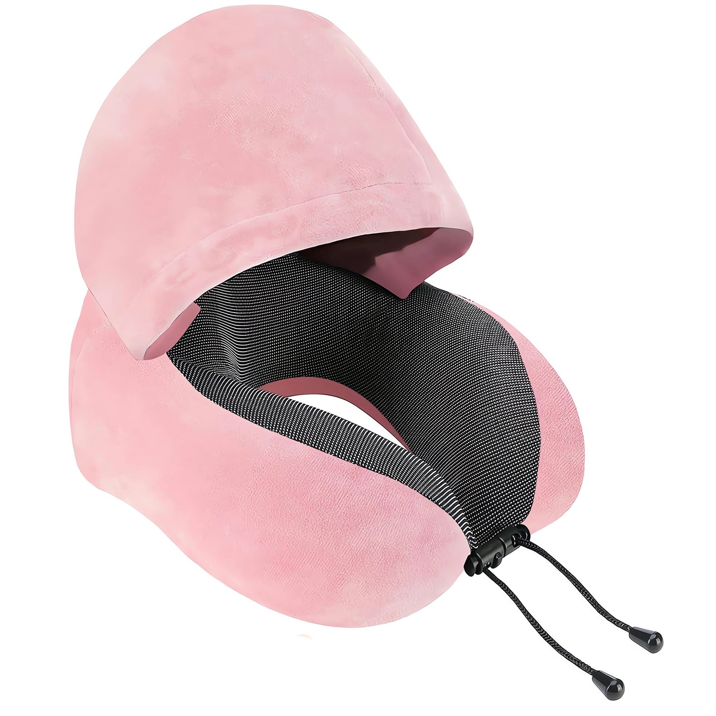 Portable Memory Foam Travel Pillow with Hood, Dark Flights Sleeping