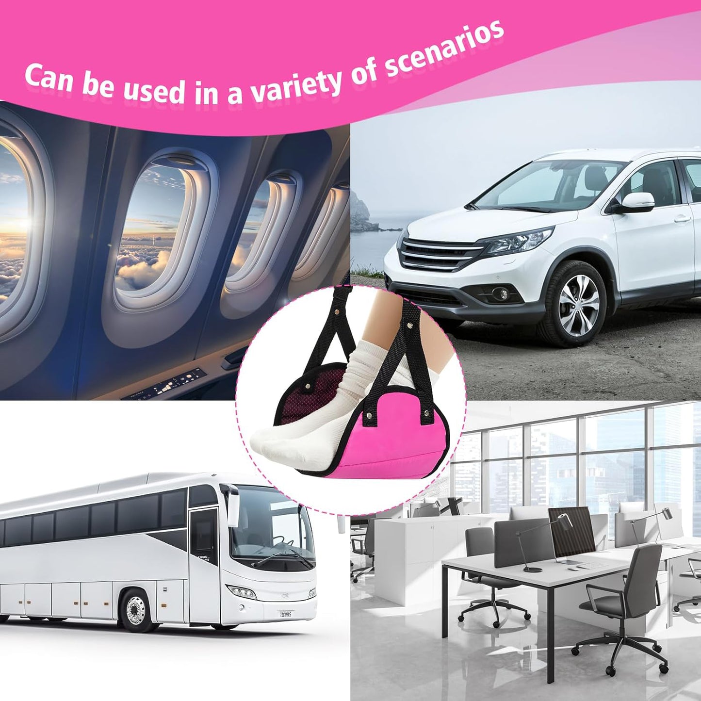 Portable Comfy Travel Footrest Hammock, Relax your Feet for Long Trips or Work