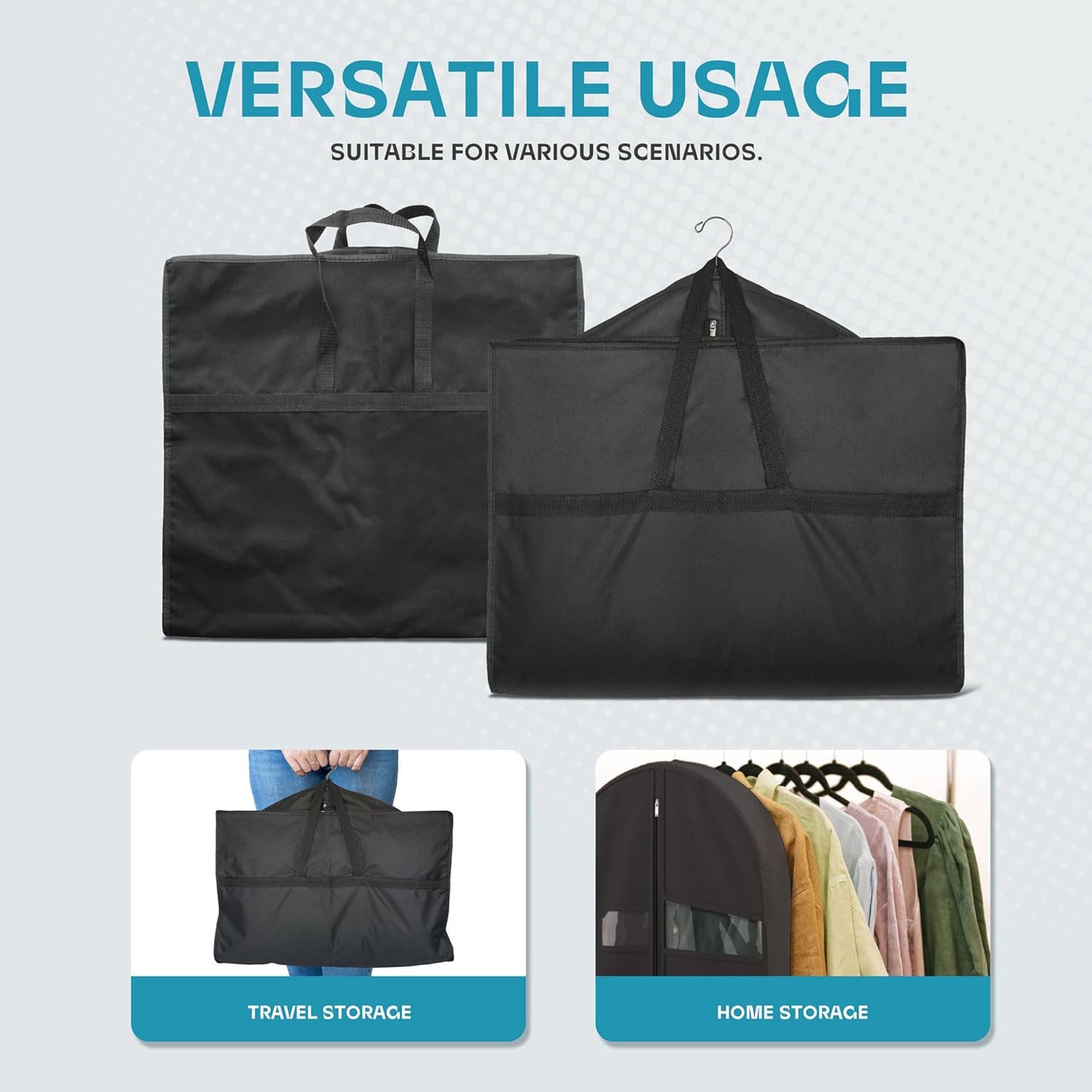 Portable Travel Garment Bag with Zipper Pocket
