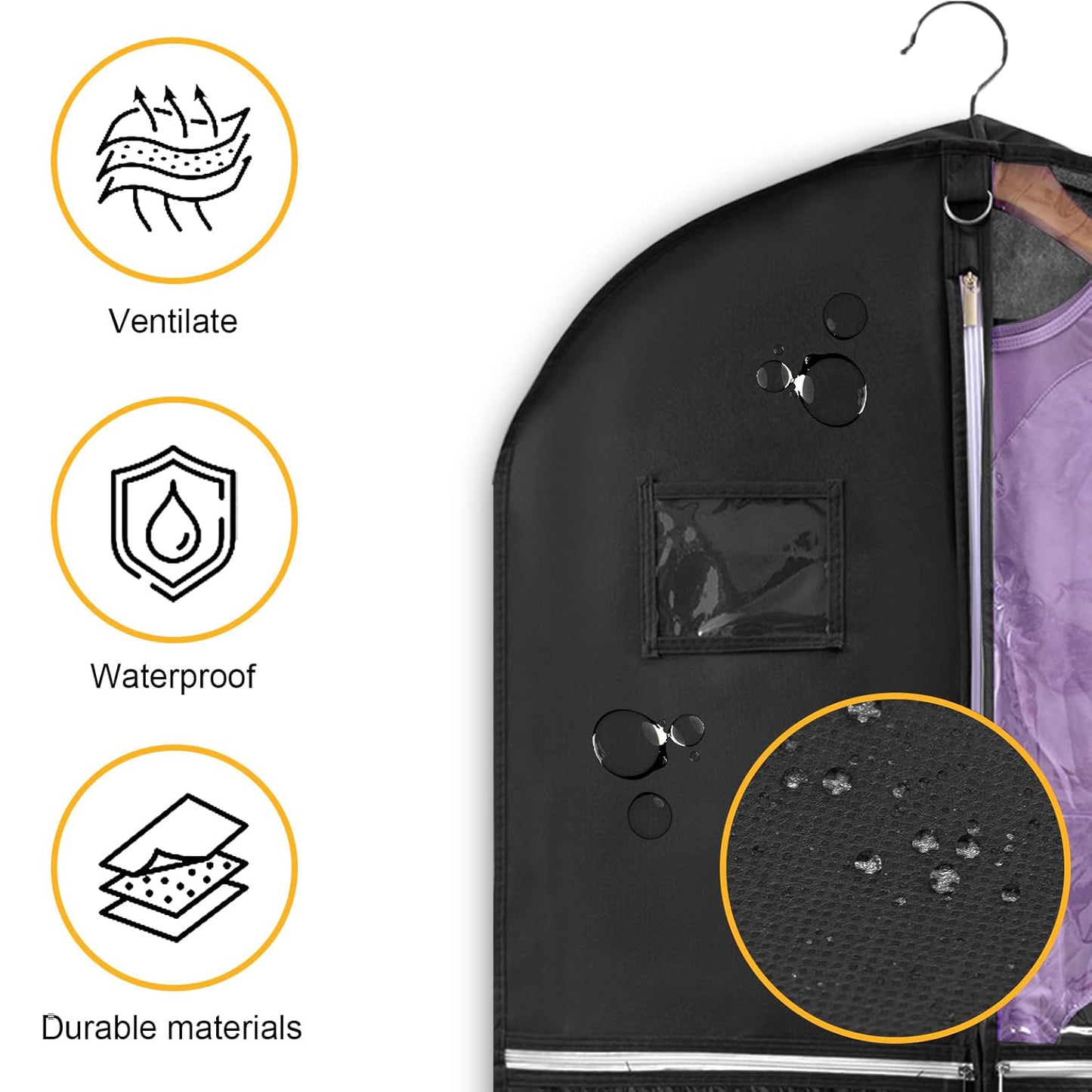 Portable Travel Garment Bag with Zipper Pocket