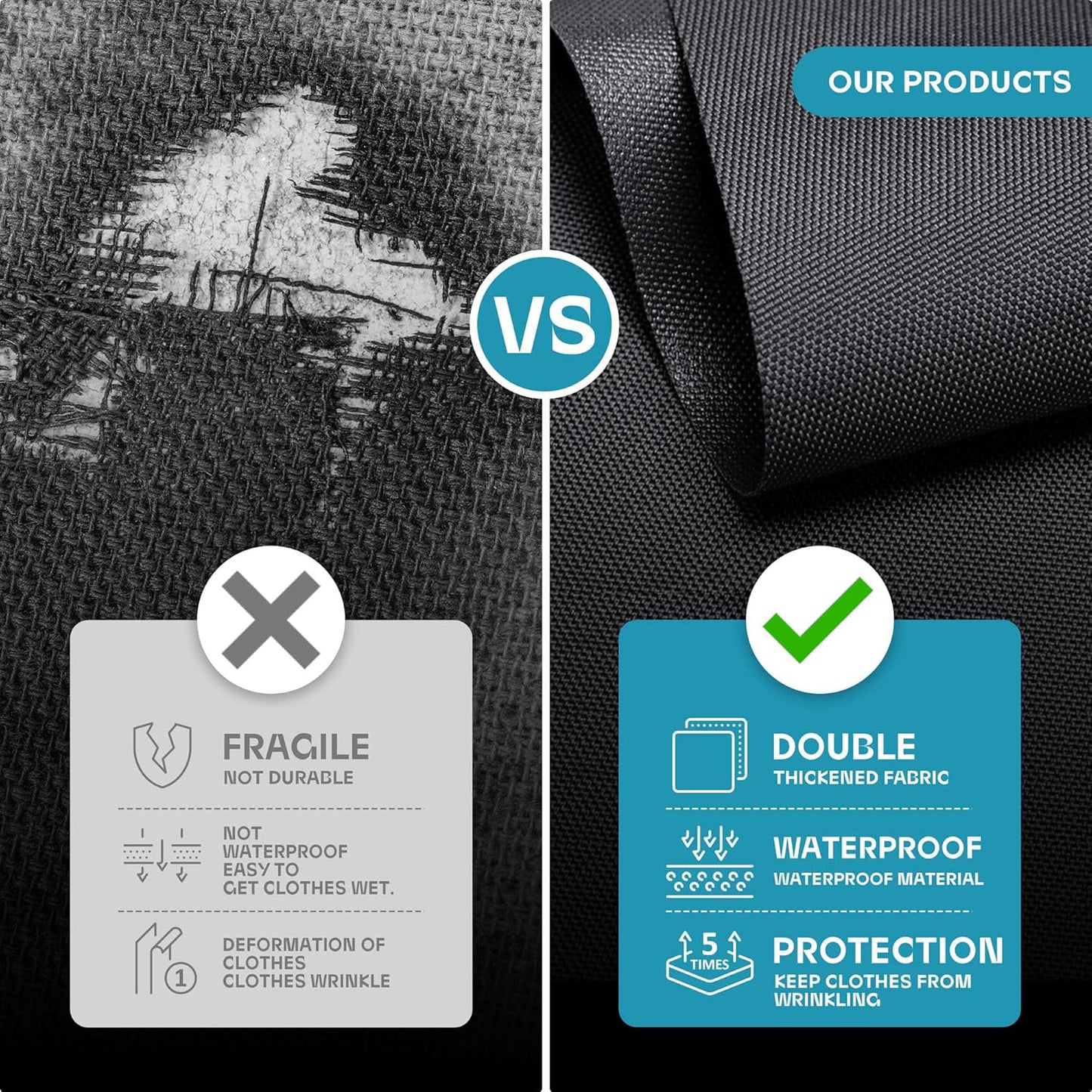 Portable Travel Garment Bag with Zipper Pocket