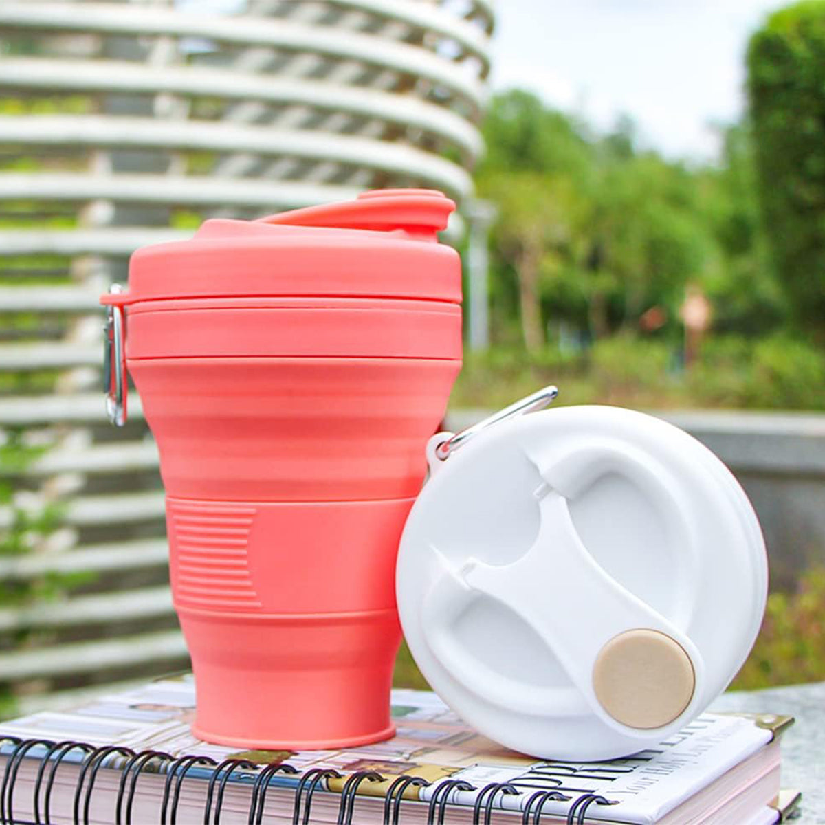 Portable Leakproof Folding Silicone Cup with Lids