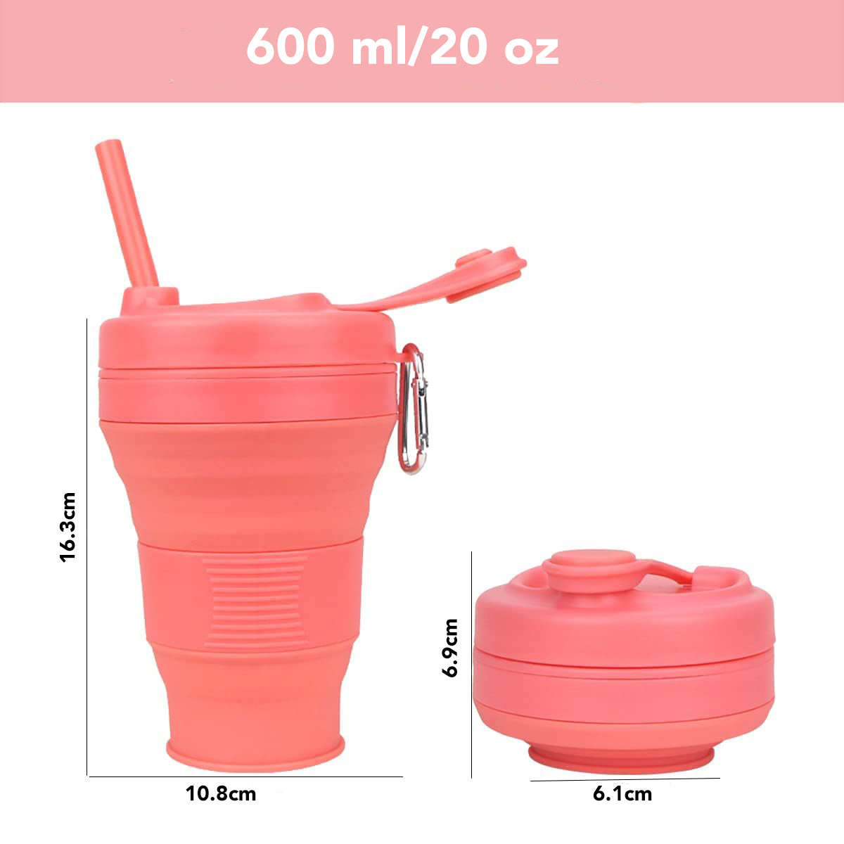 Portable Leakproof Folding Silicone Cup with Lids