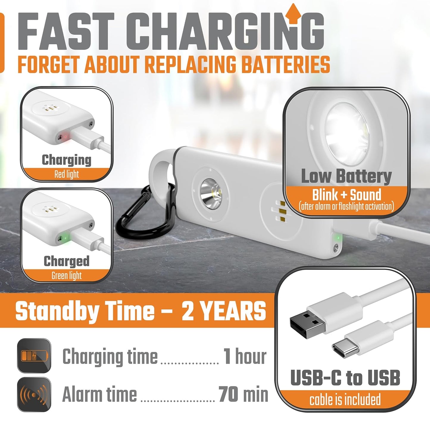 2In1 Multi-purpose Rechargeable Personal Safety Alarm