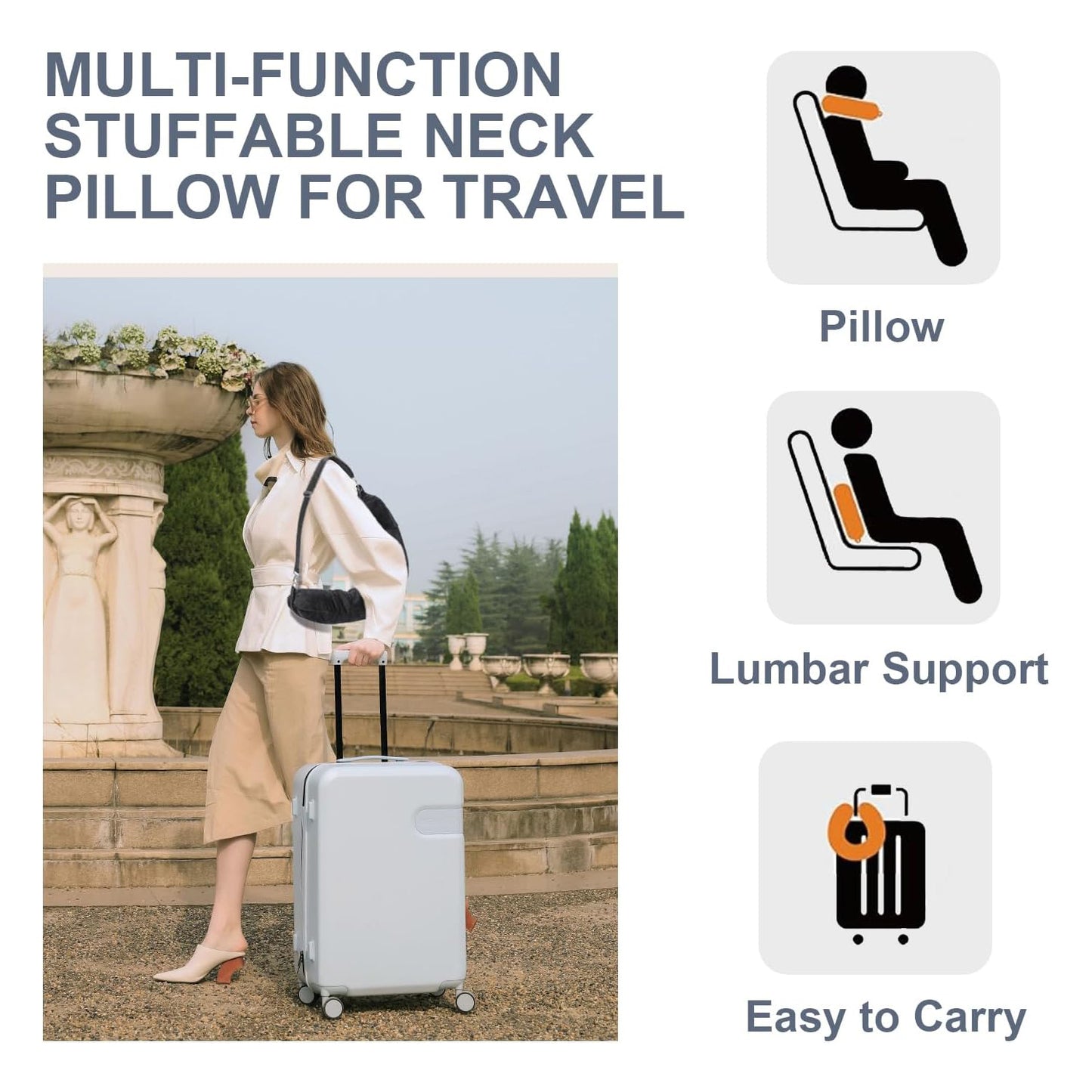 Multifunctional Soft Transformable Stuffable U-shaped Neck Pillow