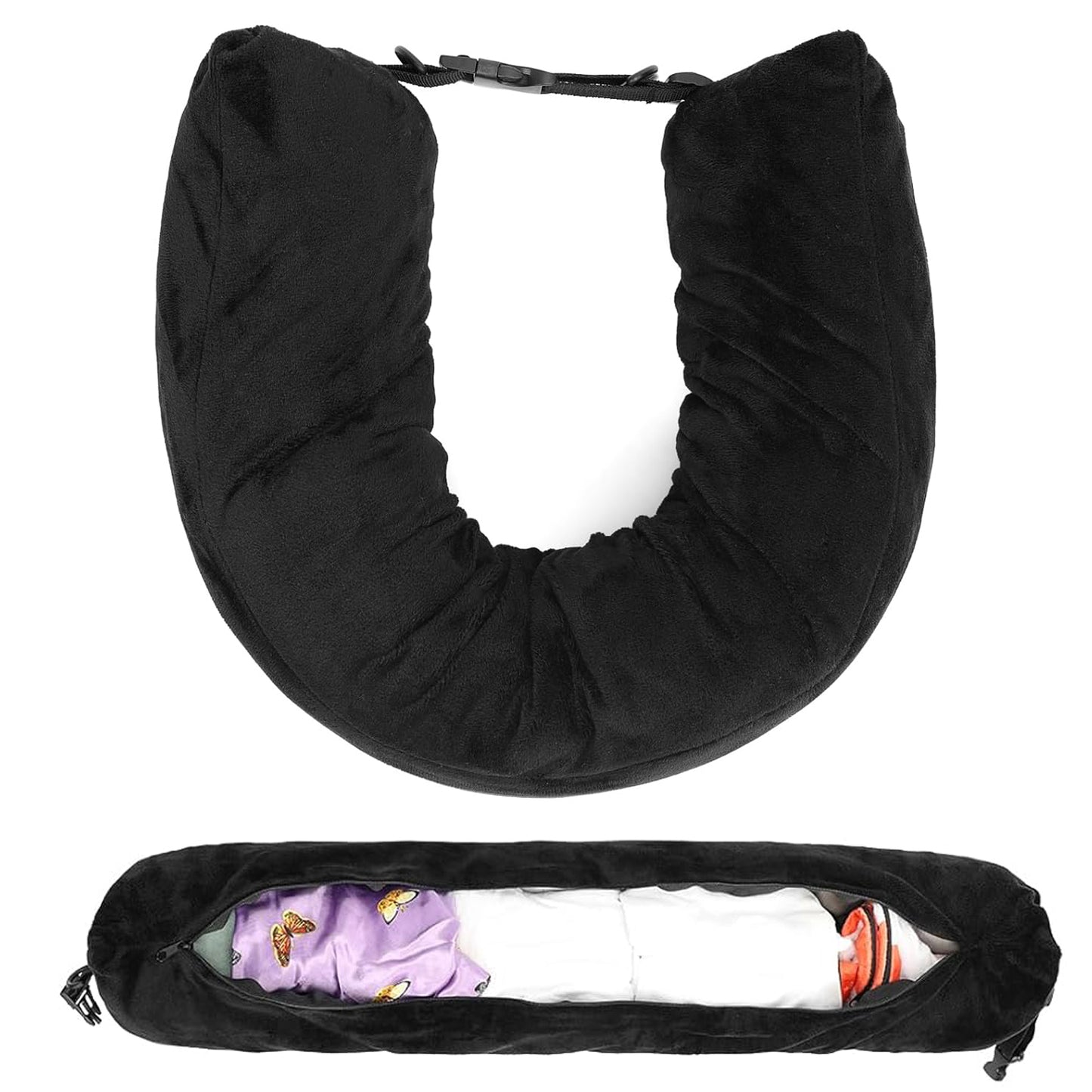 Multifunctional Soft Transformable Stuffable U-shaped Neck Pillow