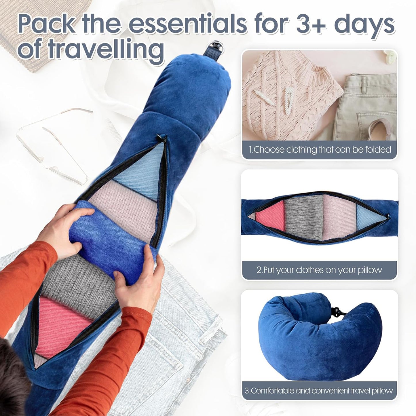 Multifunctional Soft Transformable Stuffable U-shaped Neck Pillow