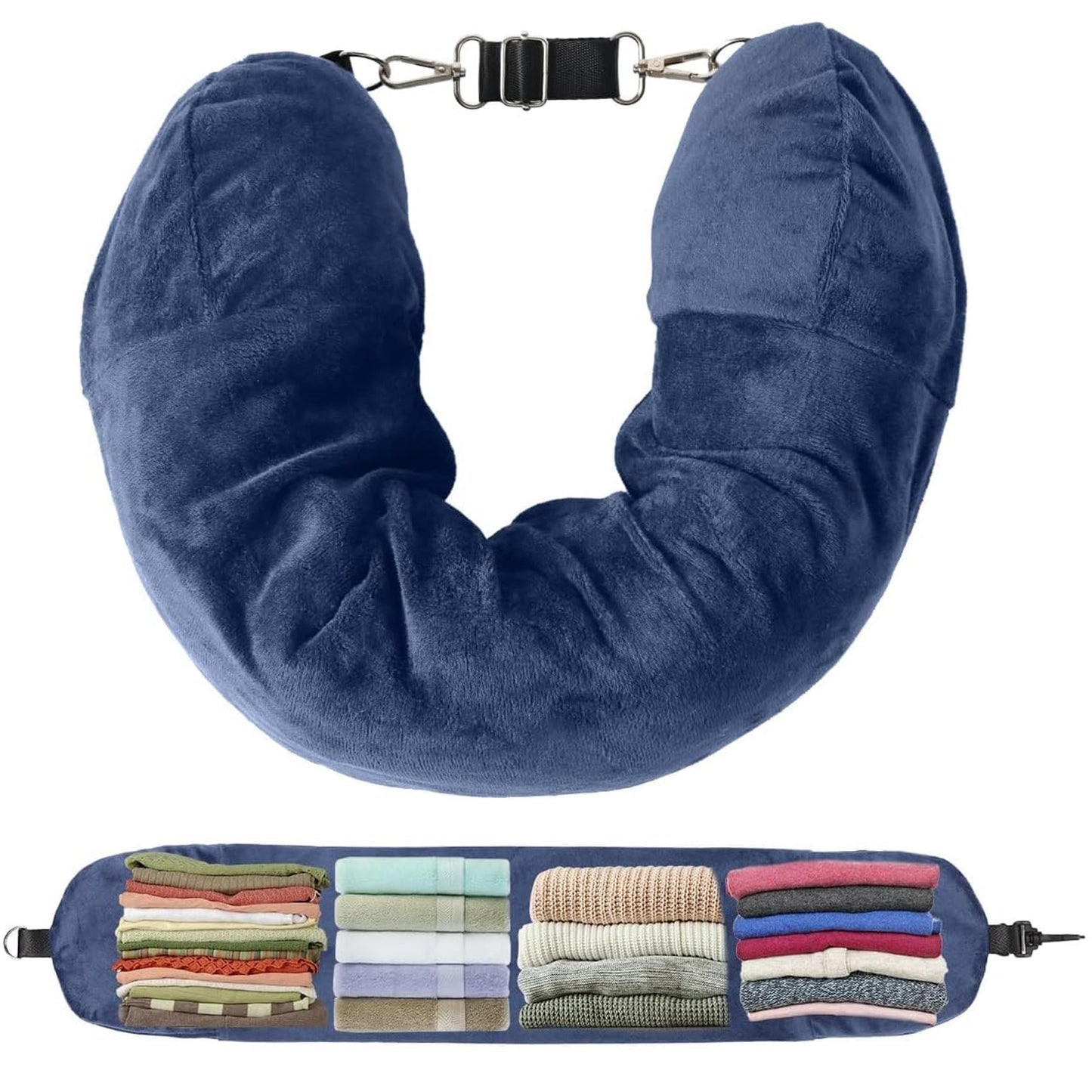 Multifunctional Soft Transformable Stuffable U-shaped Neck Pillow