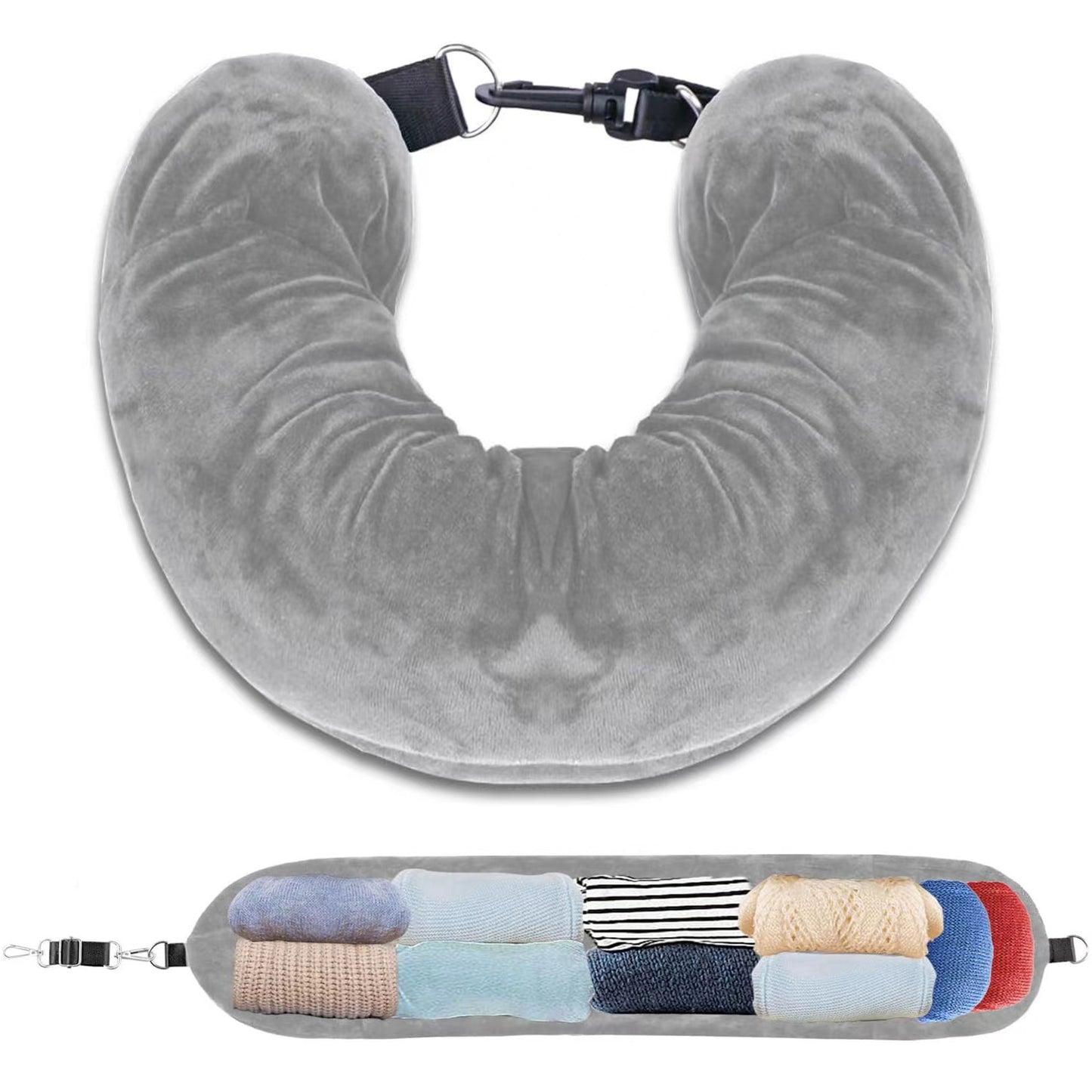 Multifunctional Soft Transformable Stuffable U-shaped Neck Pillow