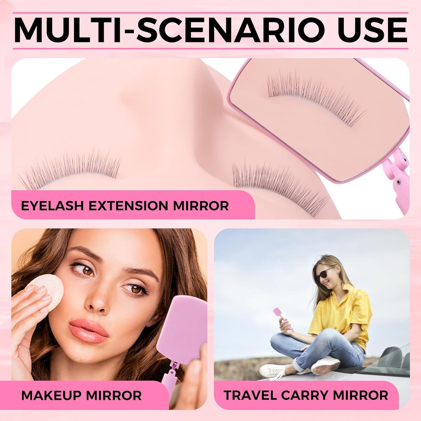 Portable 270° Rotation Flexible Large Square Lash Mirror