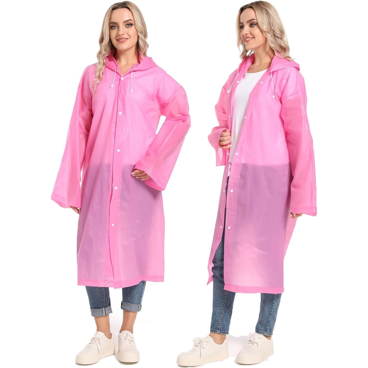 EVA Portable Unisex Reusable Rain Coats 2 Pack