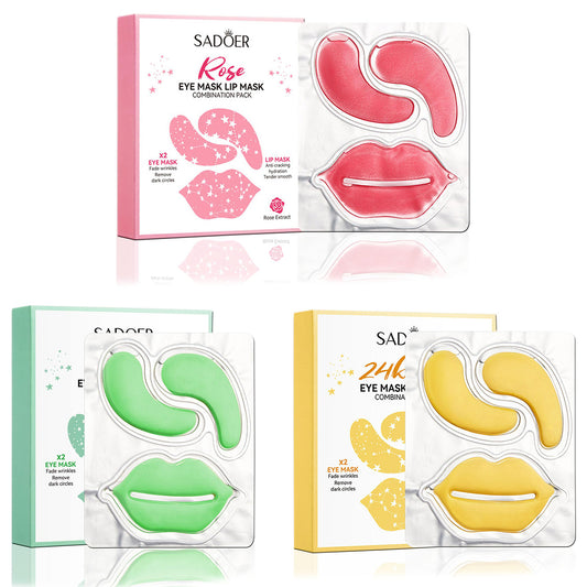 Masti pentru buze si plasturi sub ochi, masca hidratanta pentru buze si ochi, 10 PCS