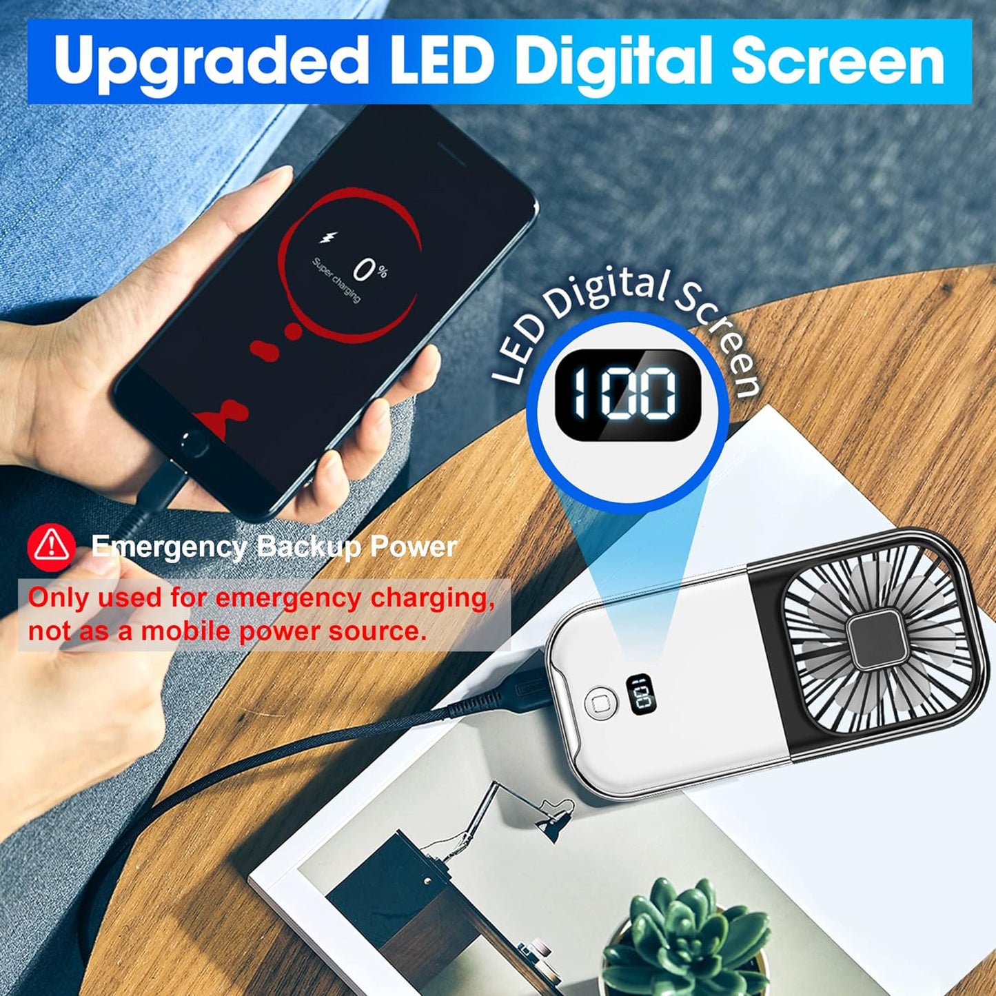 5 In 1 Multi-purpose  Foldable Handheld Fan