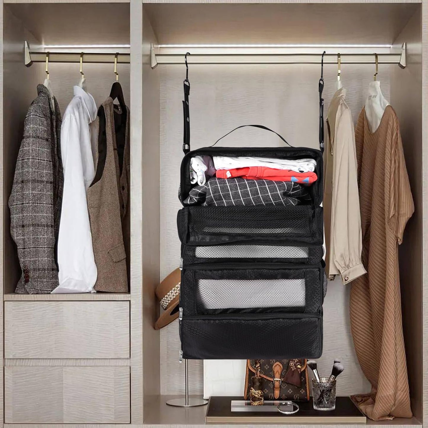 Collapsible Hanging Travel Luggage Organizer