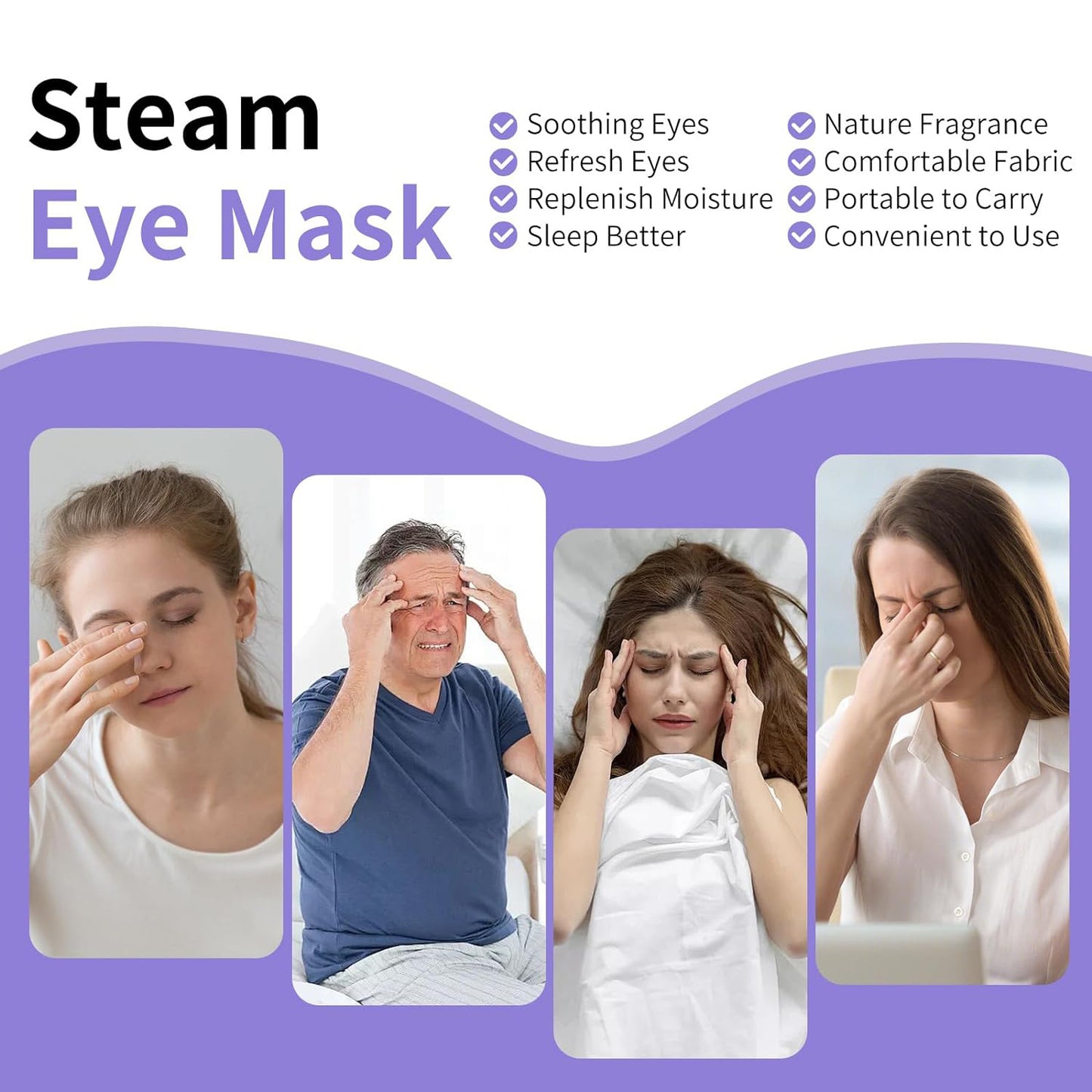 Masti de ochi parfumate cu abur pentru ochi uscati, masca de ochi calda SPA, 5 PCS
