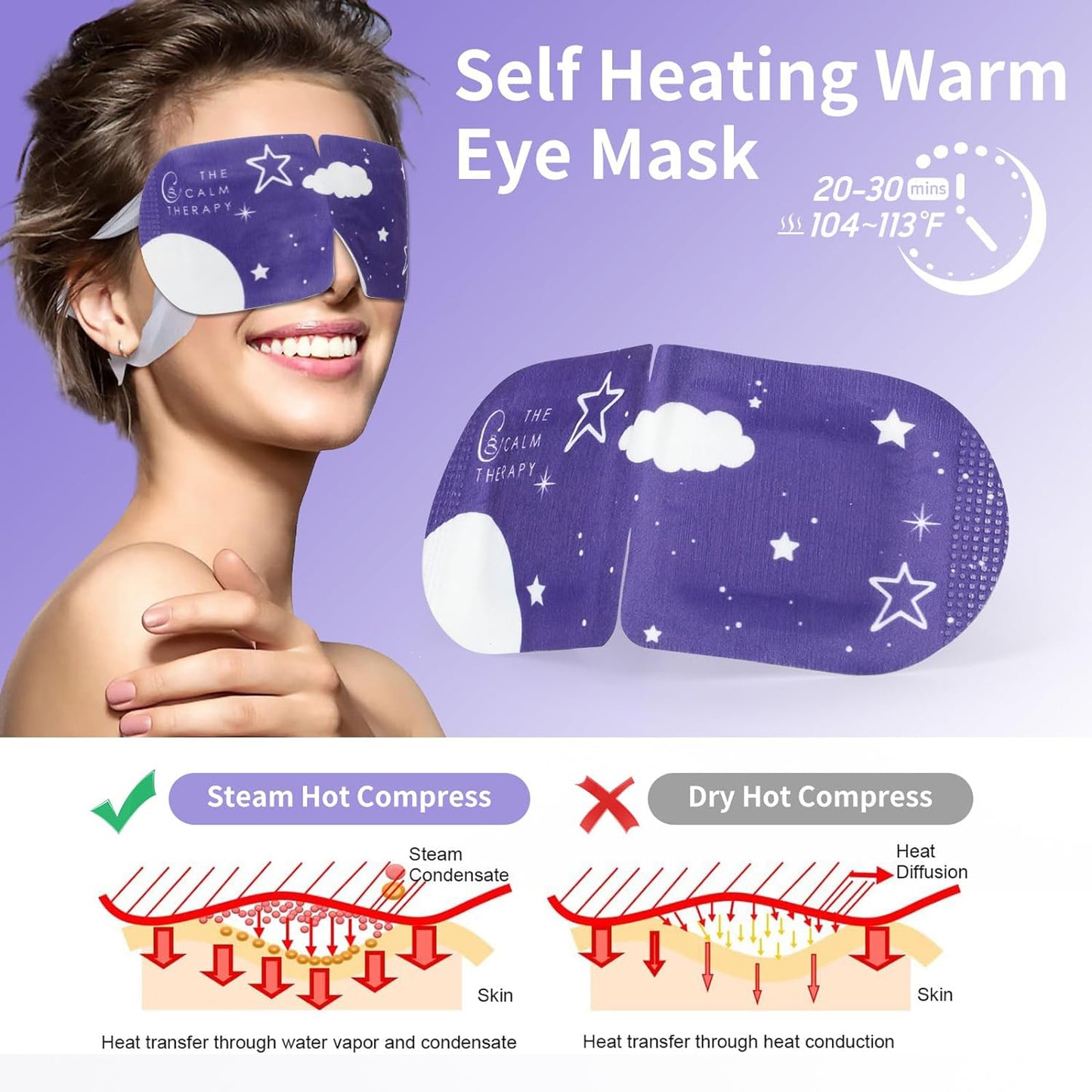 Masti de ochi parfumate cu abur pentru ochi uscati, masca de ochi calda SPA, 5 PCS