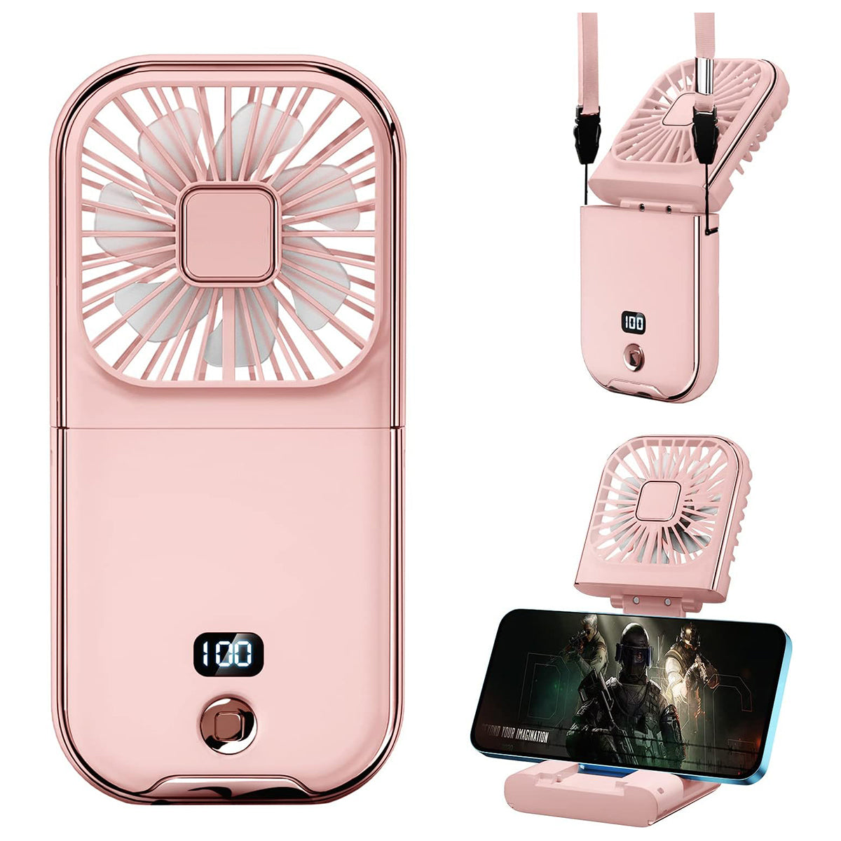 5 In 1 Multi-purpose  Foldable Handheld Fan