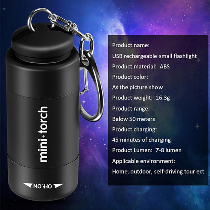 Mini Rechargeable Keychain Travel Flashlight, 3 Pack