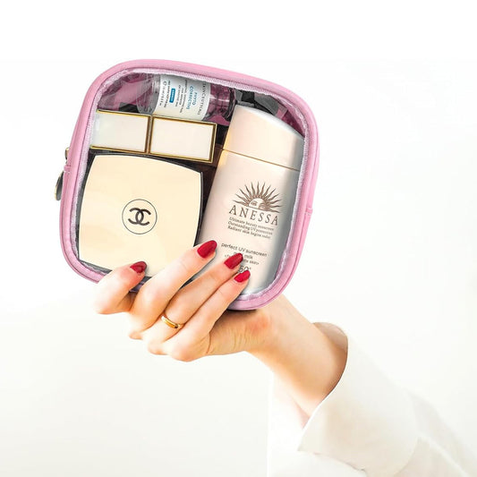 Mini geanta transparenta pentru organizarea produselor cosmetice