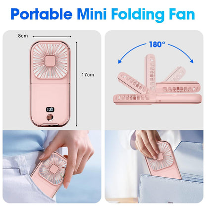 5 In 1 Multi-purpose  Foldable Handheld Fan