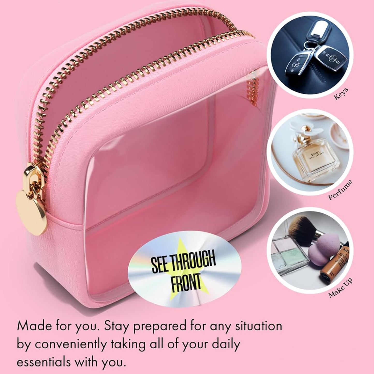 Mini geanta transparenta pentru organizarea produselor cosmetice