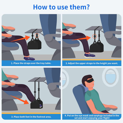 Portable Comfy Travel Footrest Hammock, Relax your Feet for Long Trips or Work
