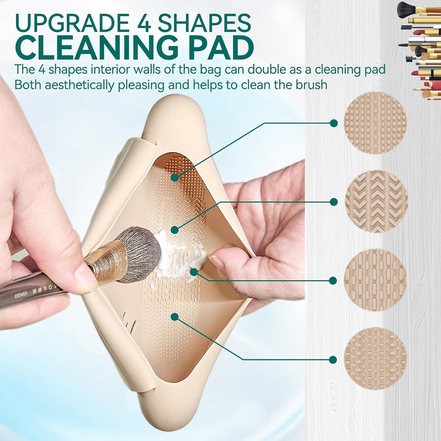 Organizator portabil de perii cosmetice din silicon