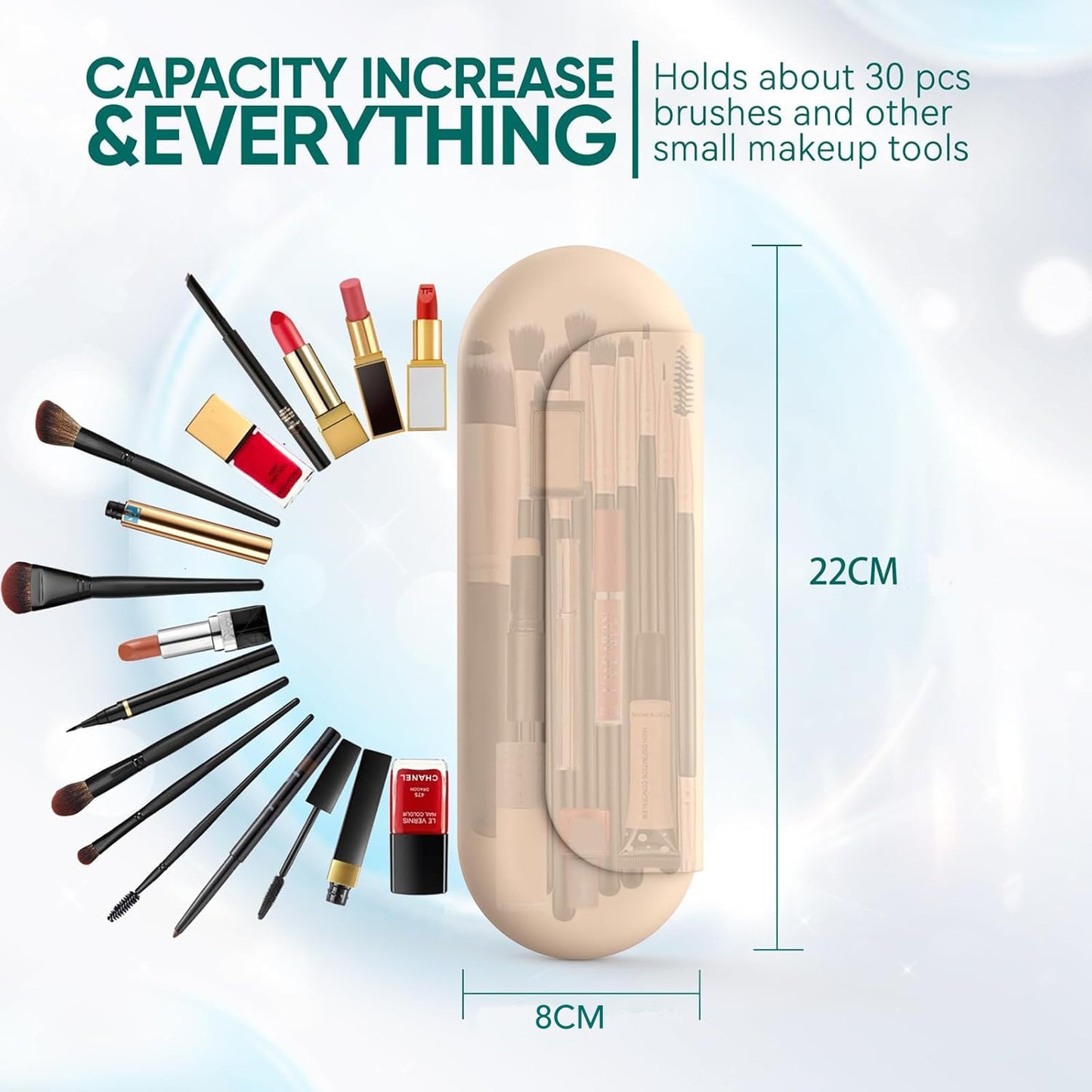 Organizator portabil de perii cosmetice din silicon