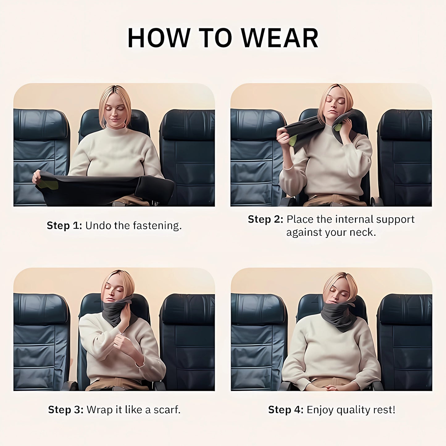 Soft Travel Scarf Pillow, Neck and Shoulder Support