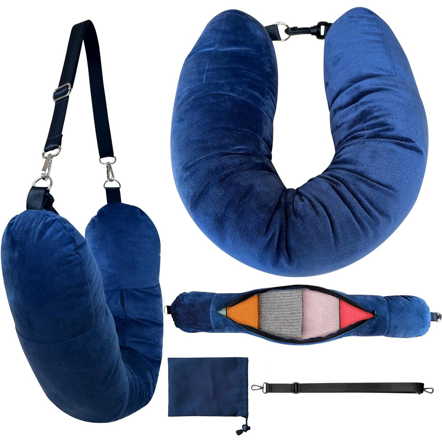 Multifunctional Soft Transformable Stuffable U-shaped Neck Pillow