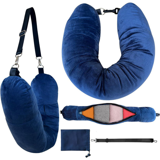Multifunctional Soft Transformable Stuffable U-shaped Neck Pillow