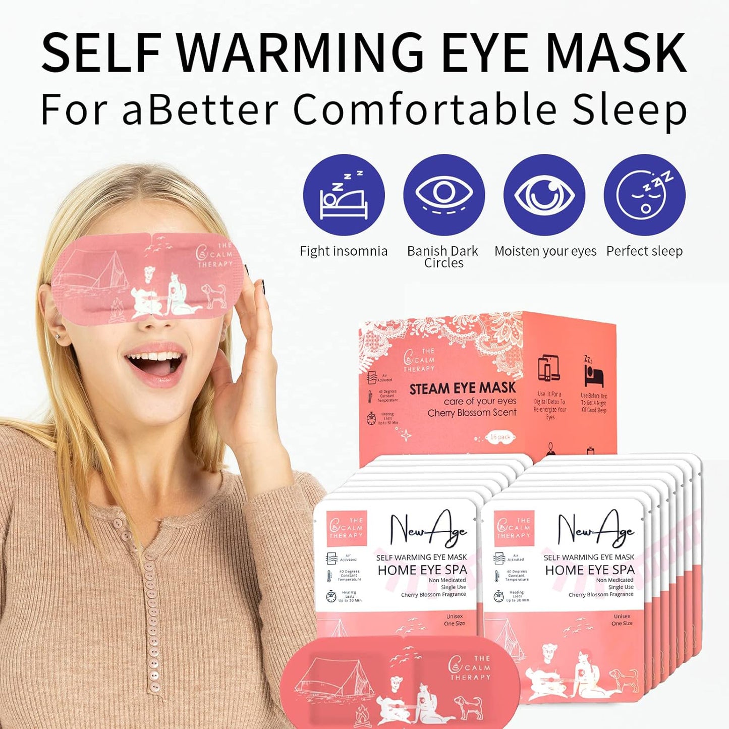 Masti de ochi parfumate cu abur pentru ochi uscati, masca de ochi calda SPA, 5 PCS